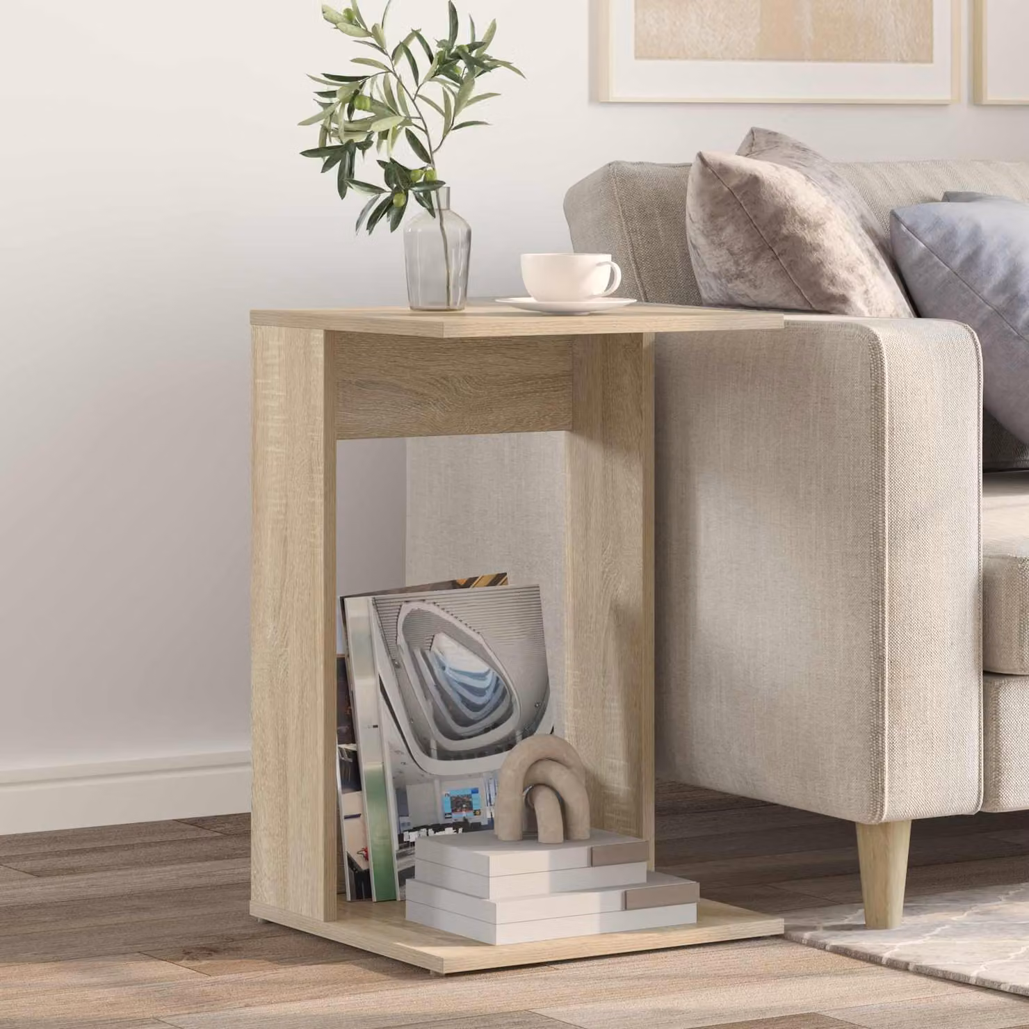 vidaXL Tavolo laterale moderno in Rovere Sonoma, L/P/H: 40 x 38 x 62,5 cm