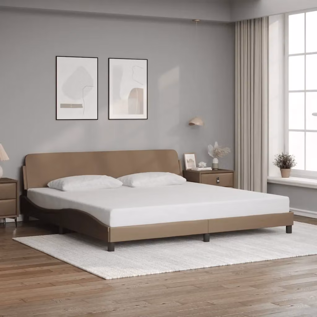 Letto matrimoniale moderno Dover in similpelle beige L/P/H: 200 x 200 x 74,5 cm – 2