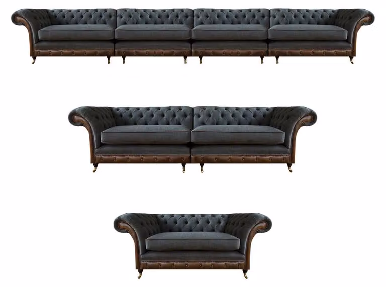 Designer Chesterfield Couchgarnitur Moderne Textilsofas Sitzmöbel 3 tlg