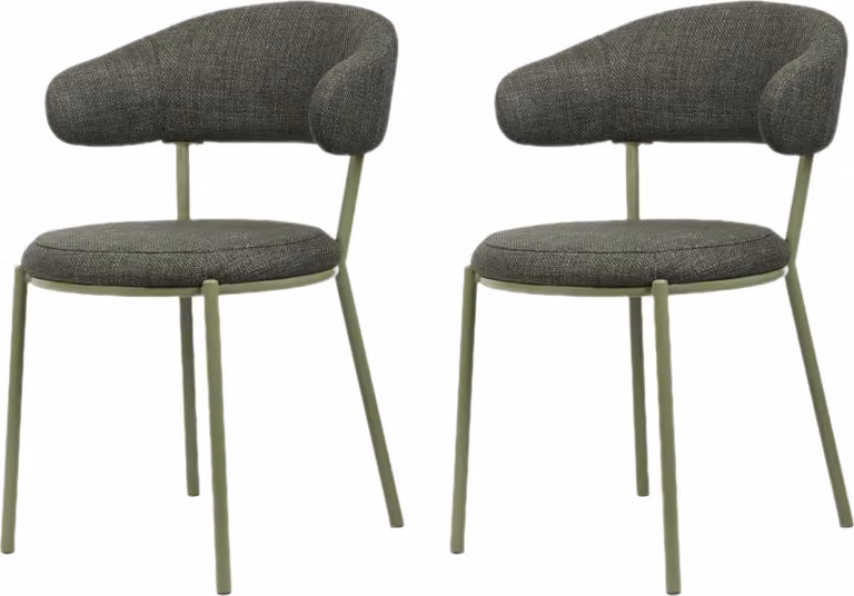 Rebecca Mobili sedie Zeita 80,5x47,5x57,5 Tessuto poliestere Acciaio Verde Moderno SET 2 pezzi
