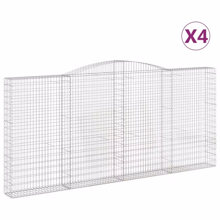 Cesti Gabbioni ad Arco 4 pz 400x30x180/200 cm Ferro Zincato