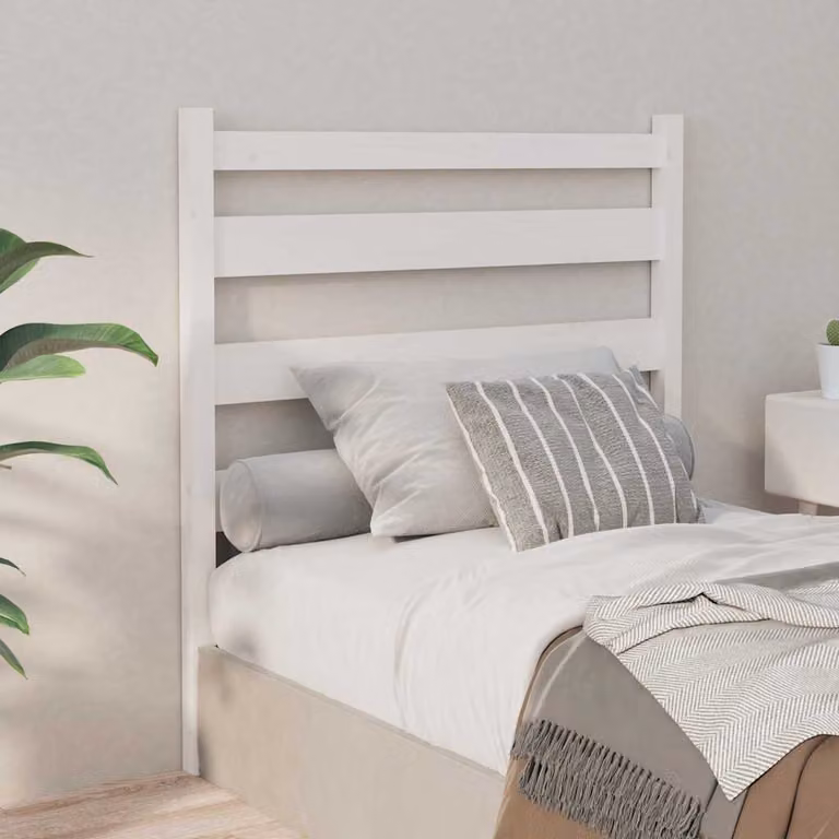 Testiera per Letto vidaXL in Legno Massello di Pino Bianco L: 106 cm, P: 4 cm, H: 100 cm