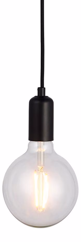 Lampada a sospensione singola STUDIO, nero opaco, 1xE27x40W, metallo, dimensioni: 162x10x10 cm, IP20, Endon