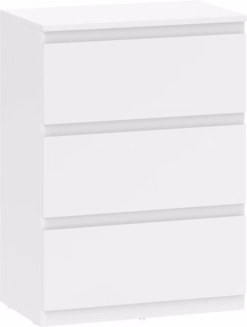 Cassettiera moderna HOMCOM con 3 cassetti per camera da letto, colore bianco, L: 55 cm, P: 34 cm, H: 75 cm