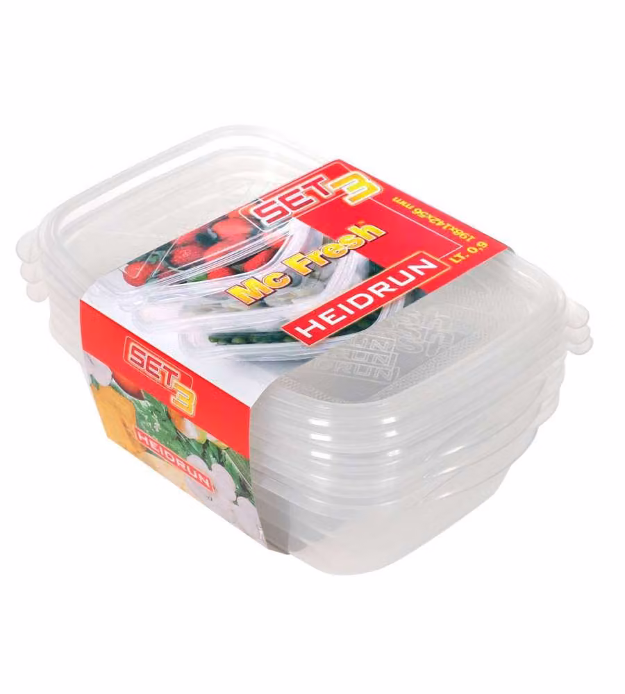 Heidrun Set 3 Contenitori Per Alimenti McFresh - 0,9L - 20x14x6cm