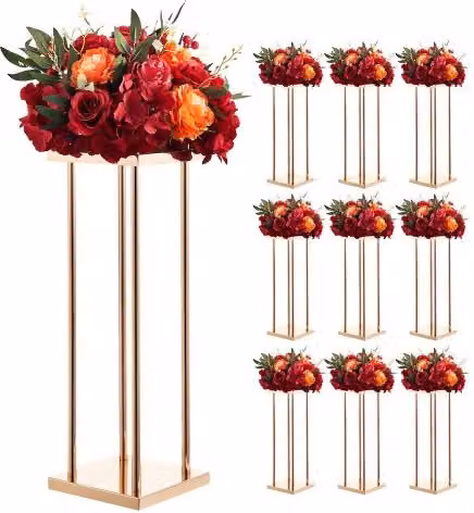 Set di 10 Portafiori VEVOR in Metallo Oro per Matrimoni e Feste, Espositori Floreali Minimalisti per Centrotavola, Altezza: 60 cm