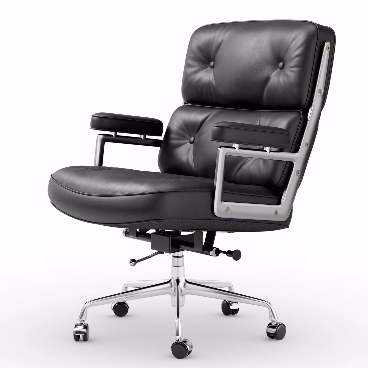 Sedia da ufficio – Sedia ergonomica girevole bianca, con altezza regolabile e base in alluminio