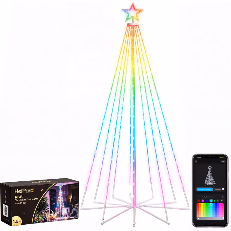 Albero decorativo a forma di cono, altezza 1,8 metri, 240 LED, colori RGB, con telecomando