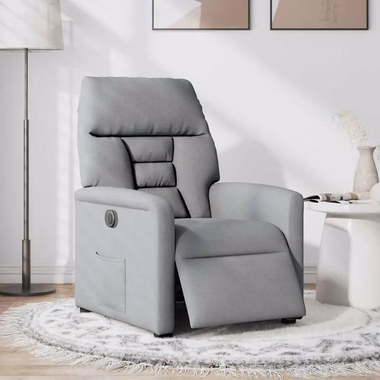 vidaXL Poltrona Elettrica Reclinabile Grigio Chiaro in Tessuto