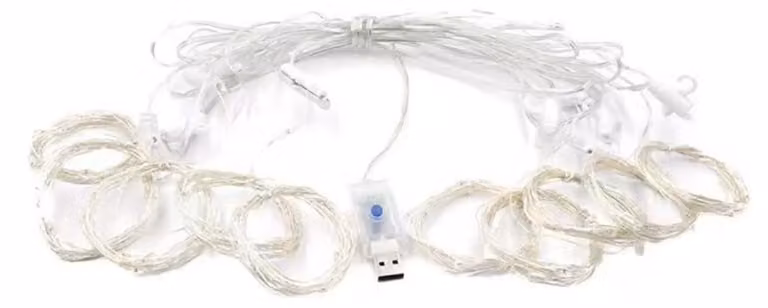 Tenda luminosa a LED, dimensioni 3x3 metri, 300 LED bianco caldo, alimentazione USB, 8 modalità, impermeabile