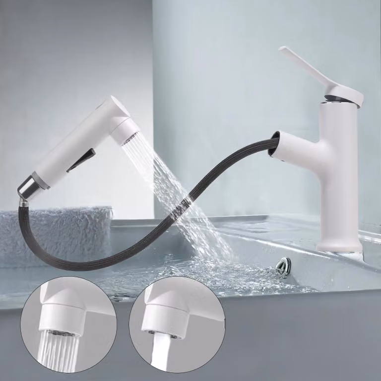 Miscelatore da bagno estraibile con 3 tipi di getto