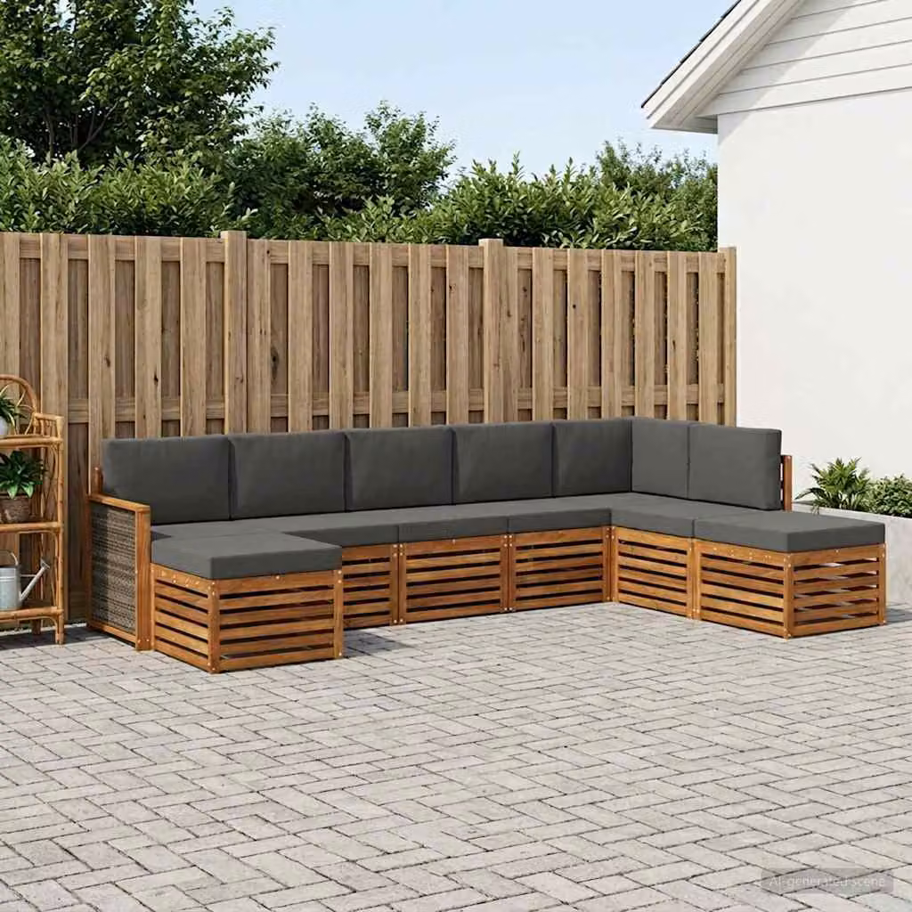 Set di divani da esterno vidaXL 6 pz in legno di acacia con cuscini beige e antracite per giardino e terrazza
