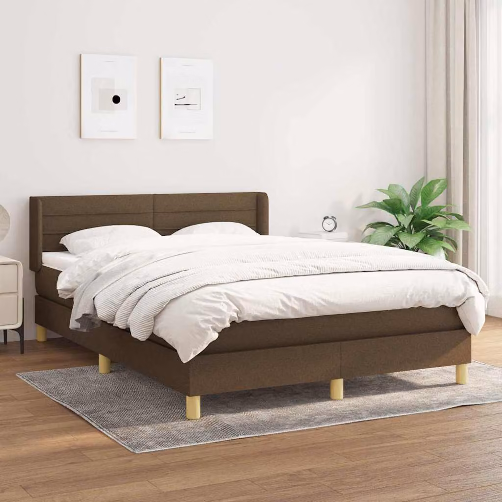 Giroletto a molle con materasso vidaXL in tessuto marrone e bianco L/P/H: 200 x 140 x 88 cm – 1