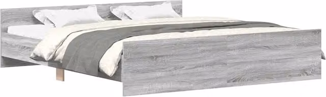 Letto matrimoniale | Letto per adulti | Giroletto con Testiera e Pediera Grigio Sonoma 200x200 cm