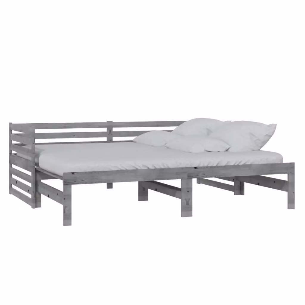 vidaXL Dormeuse Estraibile in Massello di Pino Grigia, 2x 90x200 cm – 2