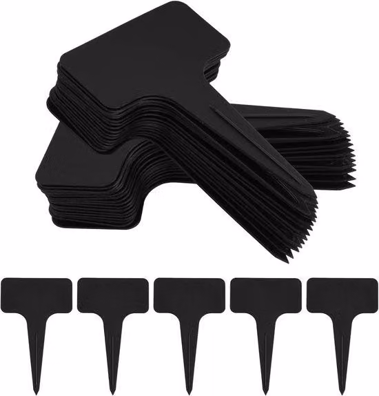 Etichette per piante in plastica - 100 pezzi, colore nero - per giardino, serra e balcone