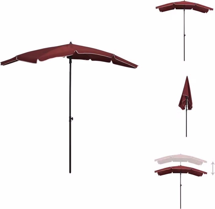 vidaXL Ombrellone con asta 200x130 cm rosso bordeaux - Ombrelloni e tende da sole
