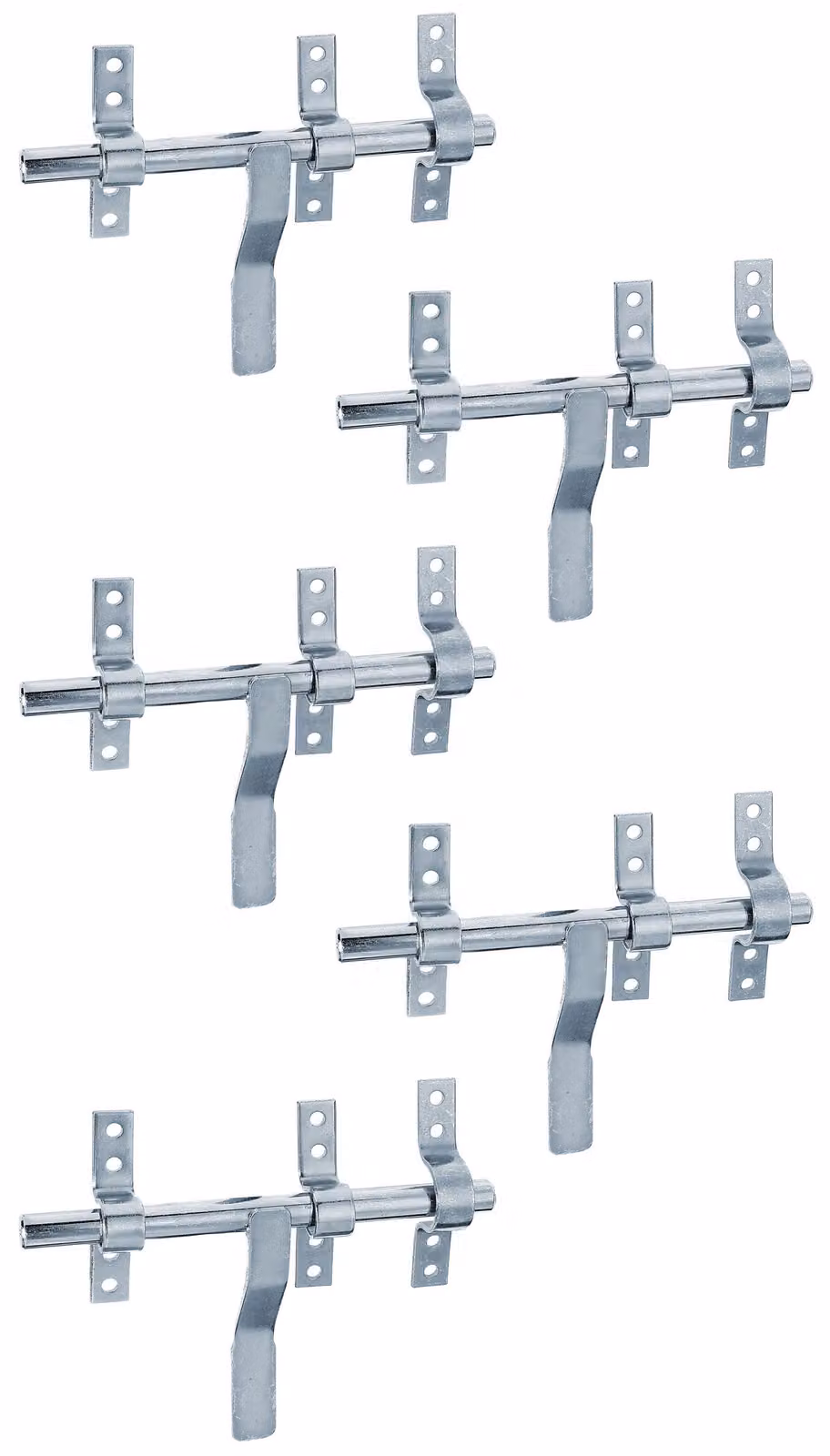 Alberts 863616 Chiusura a catenaccio tipo Vervelle, con maniglia piatta e occhiello fisso, zincato blu, bullone Ø14 x 190 mm, set da 5
