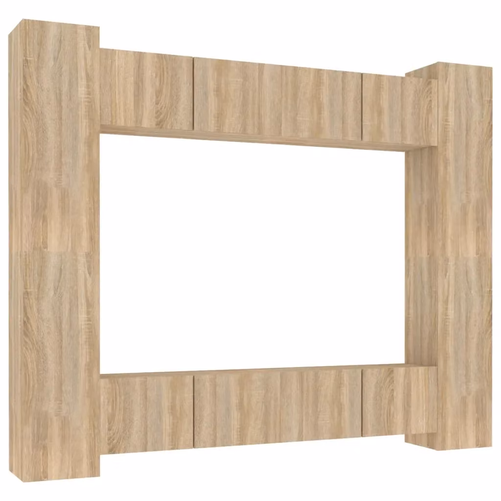 Set di mobili porta TV da parete vidaXL in legno color rovere e beige, 8 pezzi – 2