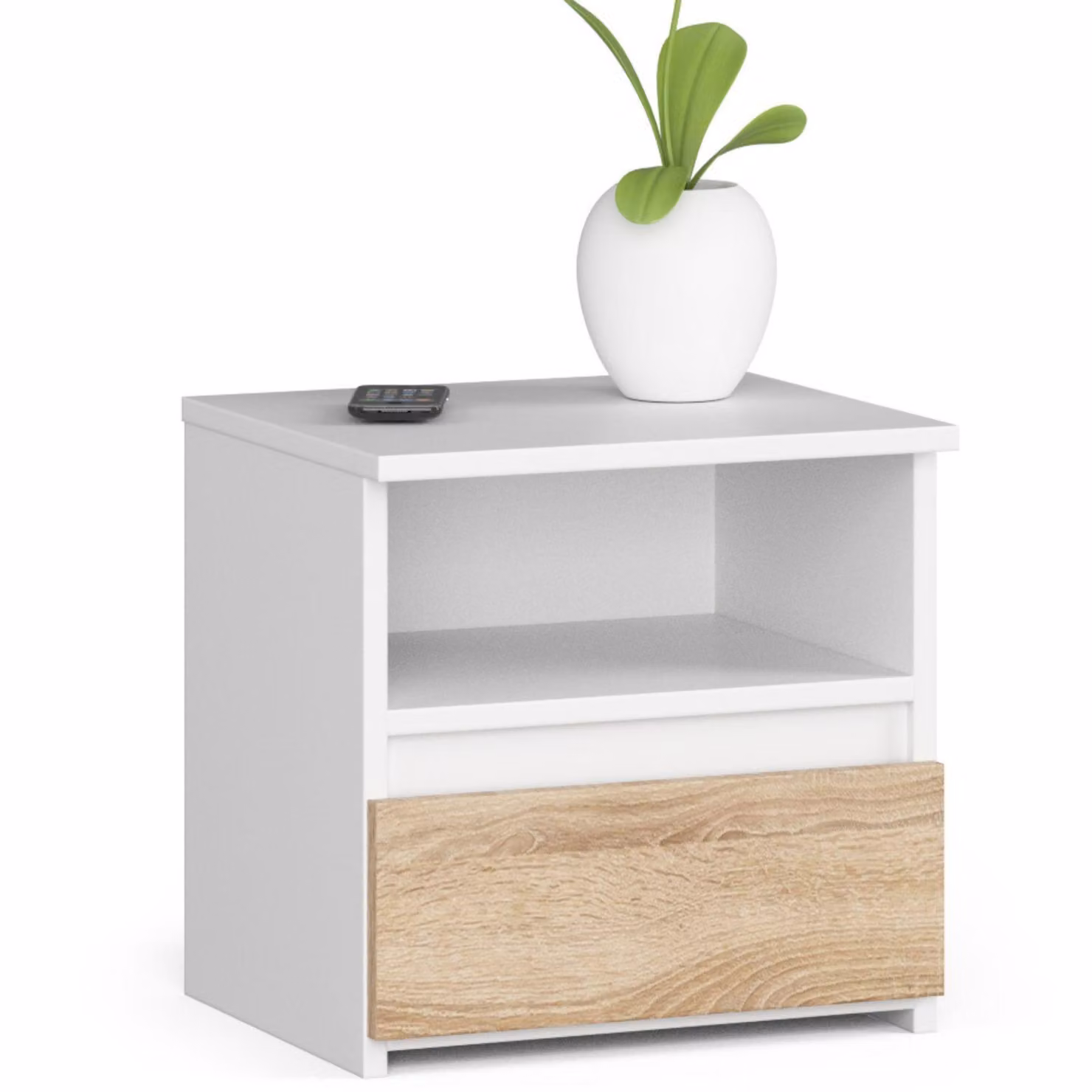 Comò con 1 cassetto Comò con organizer Comò con cassetti Larghezza 40 cm, altezza 40 cm | bianco-sonoma Mobile alto in legno Credenza mobile da sala da pranzo