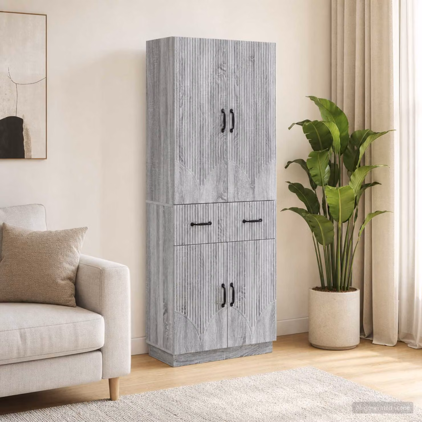Set di 2 armadi moderni vidaXL in legno ingegnerizzato e MDF, colore grigio opaco, con ante a battente e ripiani interni per camera da letto o soggiorno, L/P/H: 87.0 x 34.5 x 66.0 cm