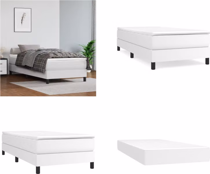 vidaXL Letto a molle con materasso bianco 90x190 cm in Pelle finta - Letto a molle - Boxspringbetten - Bett - Schlafzimmermöbel