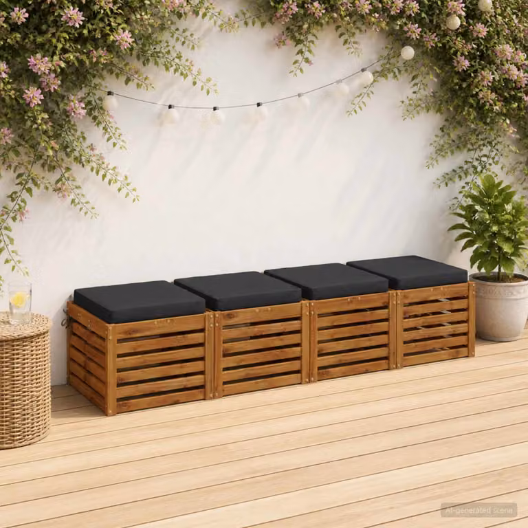 Set di 4 cuscini per sedia vidaXL in poliestere con imbottitura in schiuma, coperture rimovibili e resistenti ai raggi UV, disponibili in blu o nero