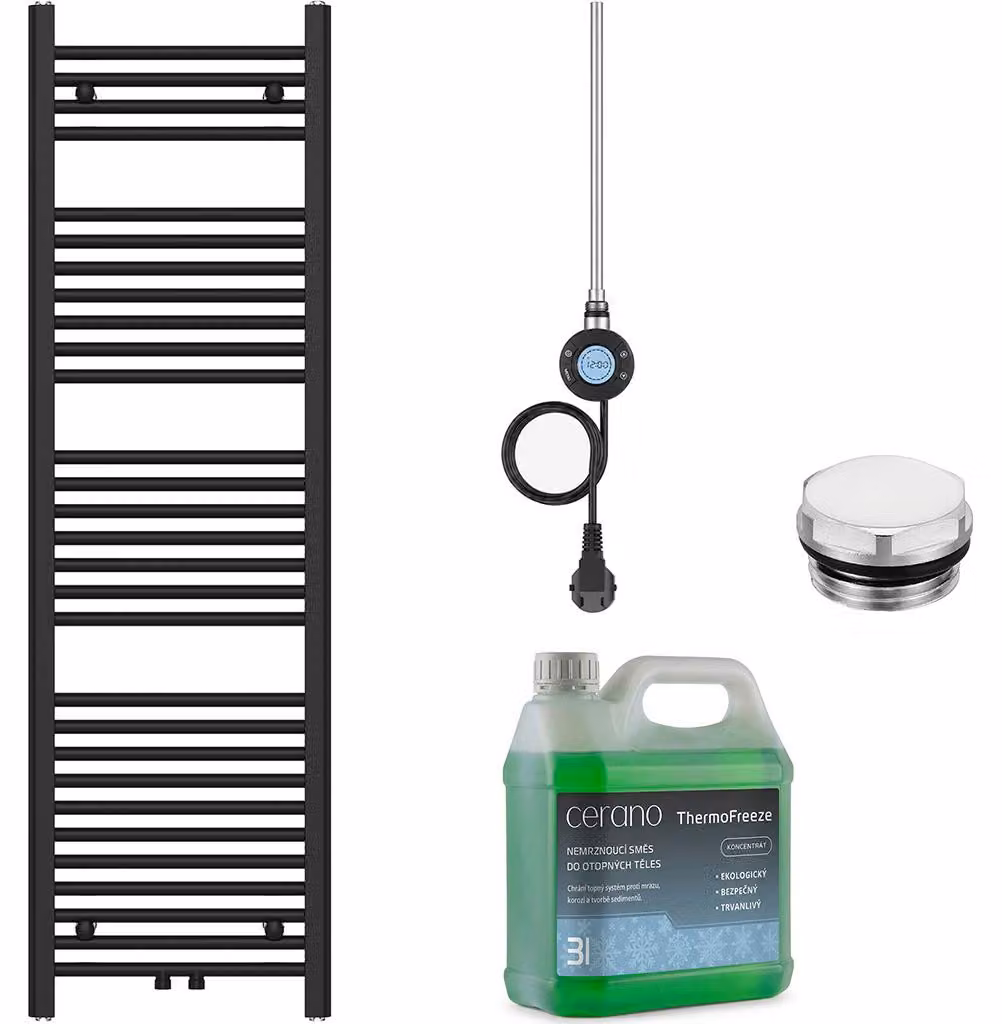 Set di radiatori elettrici da bagno Benito - Wi-Fi - 600W - nero opaco - 1500x450 mm