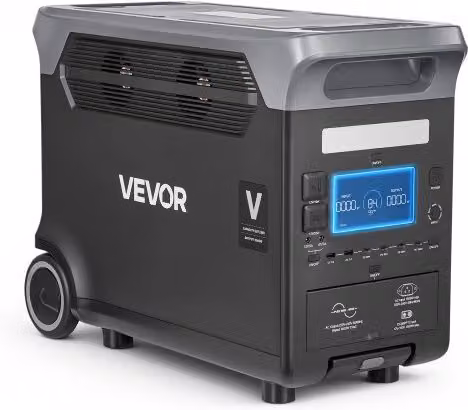VEVOR Generatore Solare Portatile 3000 W con Batteria di Backup LiFePO4 e 13 Porte di Uscita, Colore Nero