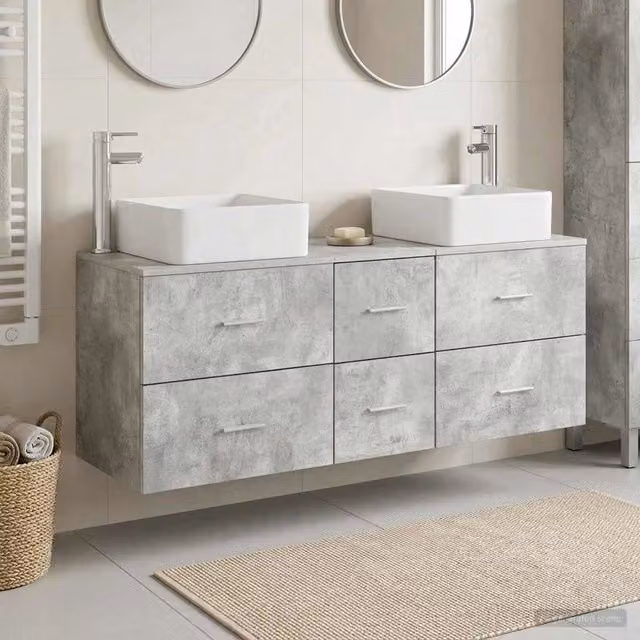 Set di Armadi da Bagno 3 pz Grigio Cemento 49,5 x 41 x 63 cm 3405830