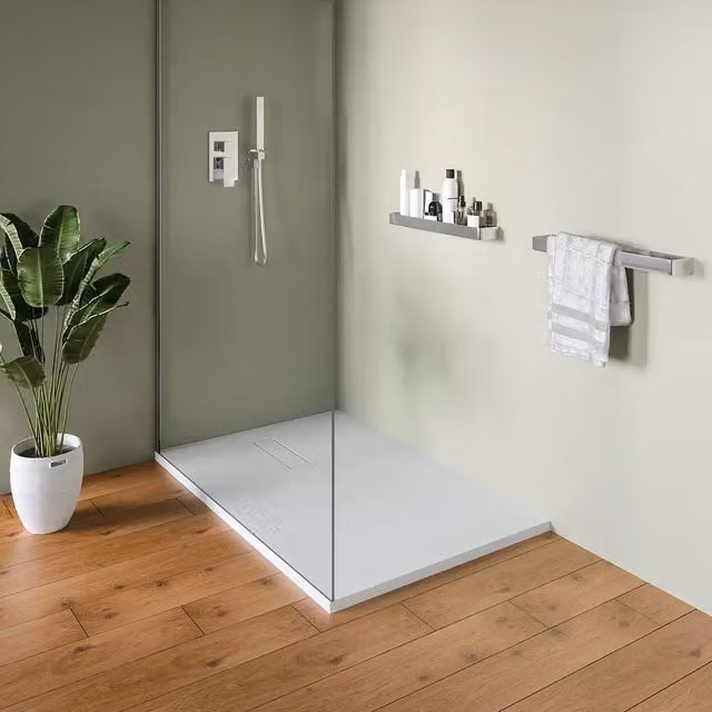 Piatto doccia 80x120 cm in marmoresina bianco effetto pietra | Merlera