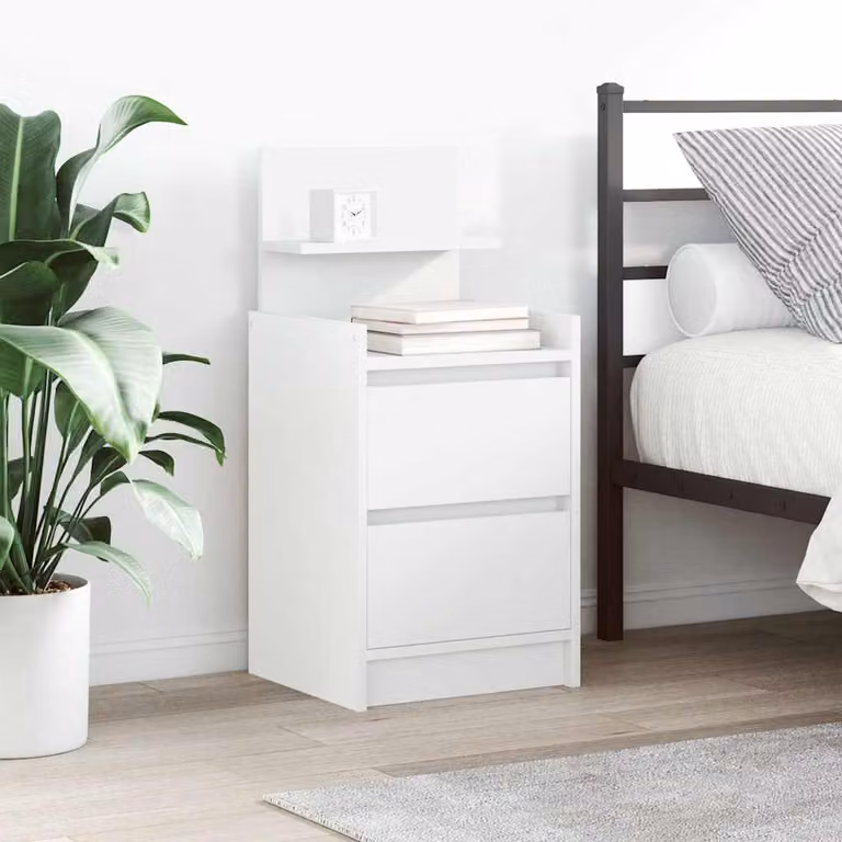 Comodino con 2 Cassetti vidaXL Bianco Moderno L: 38 cm, P: 34 cm, H: 80 cm