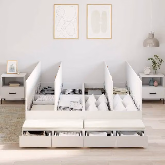 Struttura letto con contenitore con cassetto Bianco 150 cm 3335645