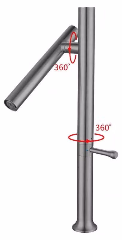 Miscelatore per cucina - Miscelatore per lavello - Acqua calda e fredda - Girevole a 360° - Valvola in Vetroceramica - Miscelatore monocomando - Installazione monoblocco - Finitura grigio scuro spazzolato