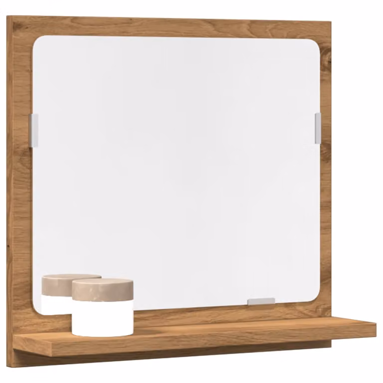 Mobiletto da bagno con specchio vidaXL in stile moderno, colore rovere, L 40 cm x P 11 cm x H 37 cm
