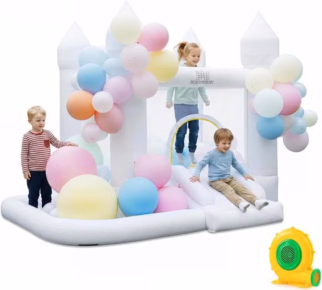 Castello Gonfiabile Costway Multicolore con Soffiatore, Trampolino, Scivolo e Piscina, L/P/H: 252 x 242 x 191,5 cm – 1