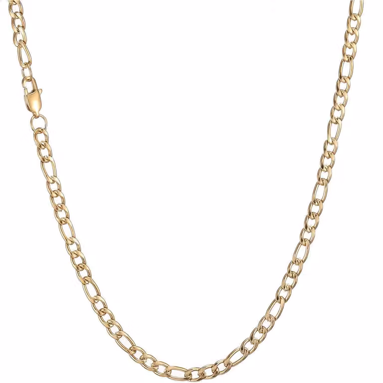 Catena da uomo in acciaio inossidabile, disponibile nei colori argento, nero e oro, spessore 5 mm, lunghezza da 45 a 90 cm
