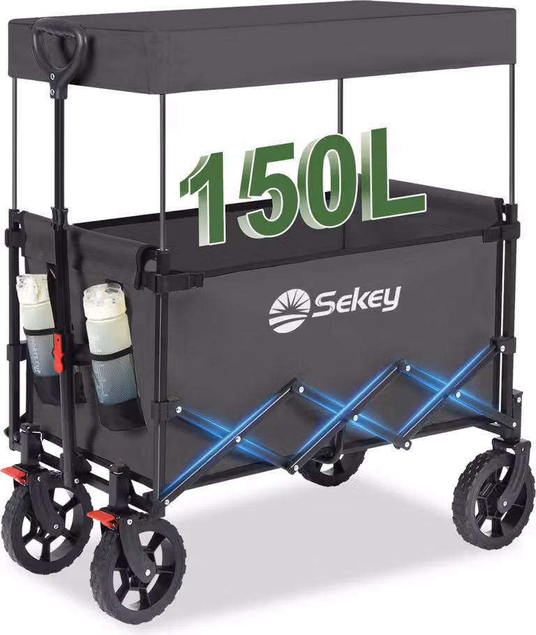 Carrello a mano Sekey con tettuccio, portata fino a 150 kg, carrello da trasporto, carrello portaattrezzi, grigio