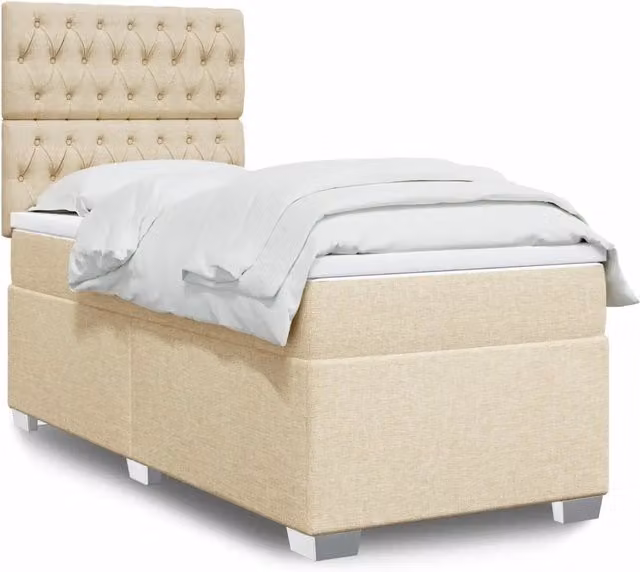 Letto Ibrido vidaXL con Materasso a Molle Insacchettate e Illuminazione Sotto il Letto, Colore Beige e Bianco, L/P: 100 x 200 cm