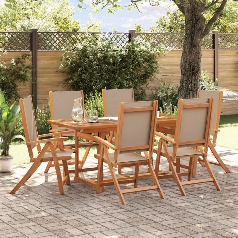 Maison Exclusive - Set da pranzo da giardino a 7 pezzi in legno massello di acacia e Textilene