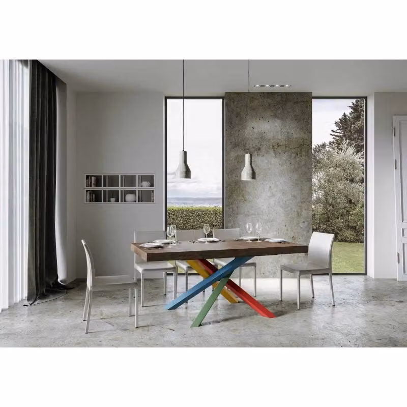 Tavolo allungabile Volantis Itamoby in MDF laminato con struttura a X, colore marrone, L/P/H: 90 x 160/264 x 77 cm – 2