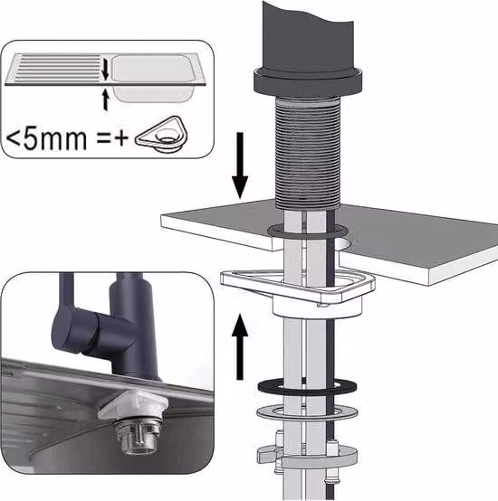 Rubinetto da cucina in acciaio inossidabile spazzolato, orientabile a 360°, miscelatore monocomando con elevata portata, attacco G3/8, rubinetto per WC ad alta pressione