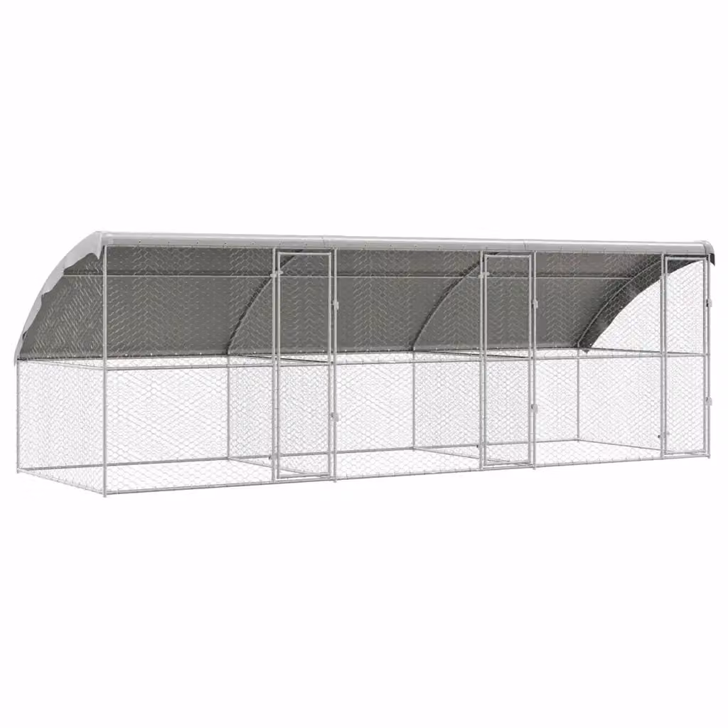 Set di 3 cuccie per cani vidaXL in metallo argento resistente alle intemperie L: 6 m, P: 2 m, H: 2 m – 2