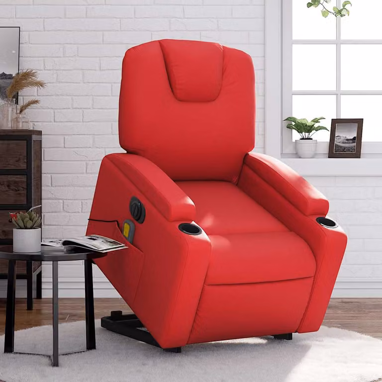 vidaXL Poltrona Alzapersona Reclinabile Elettrica Rossa in Similpelle con Braccioli