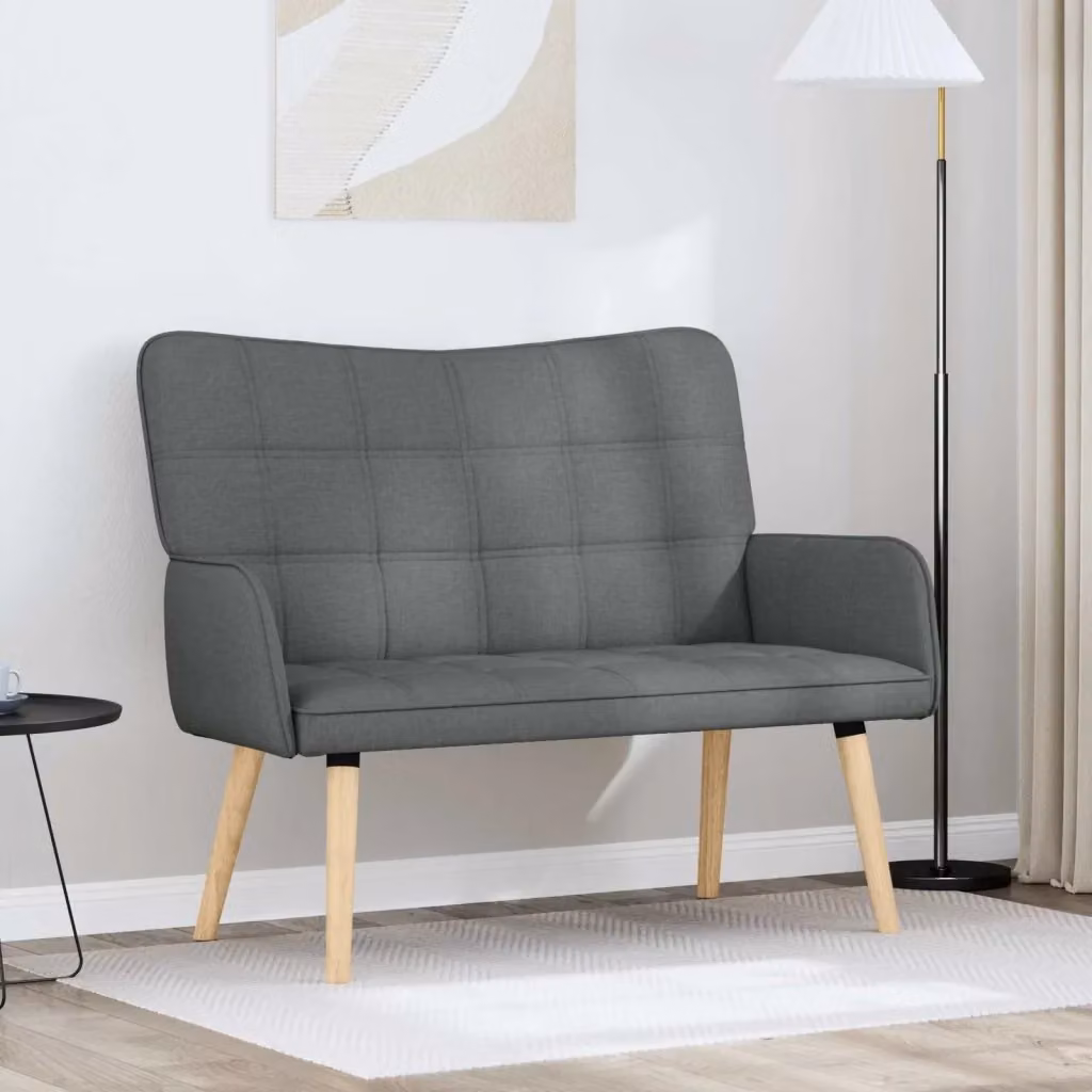 Divano a due posti moderno DESIGN IN in tessuto grigio con struttura in metallo e legno L: 115 cm, P: 61 cm, H: 87 cm – 2