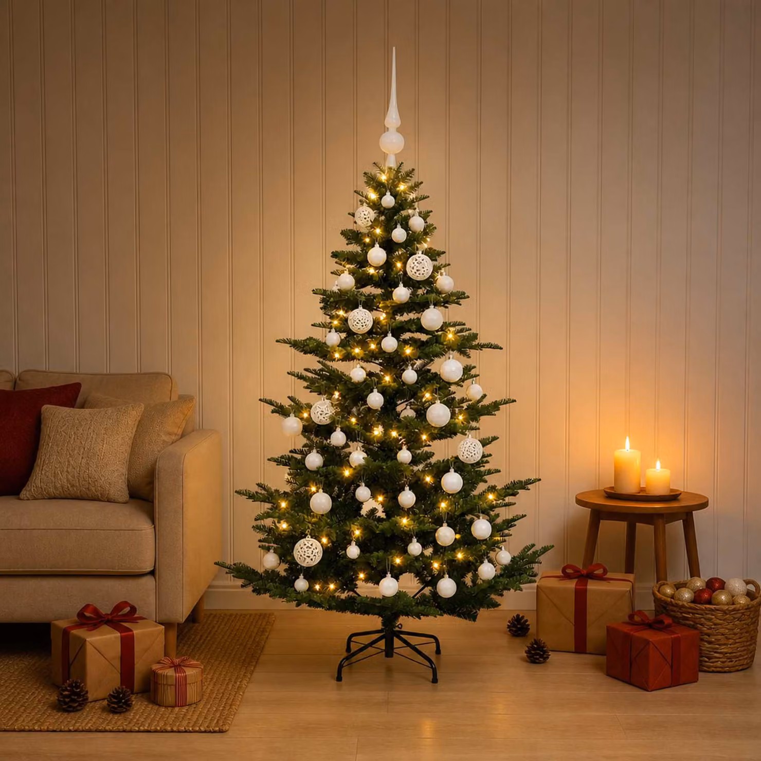 vidaXL Albero di Natale artificiale con palline 120 cm 150 LED