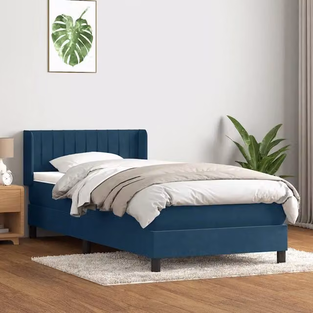 Giroletto a Molle con Materasso Blu Scuro 80x220 cm Velluto 3318307