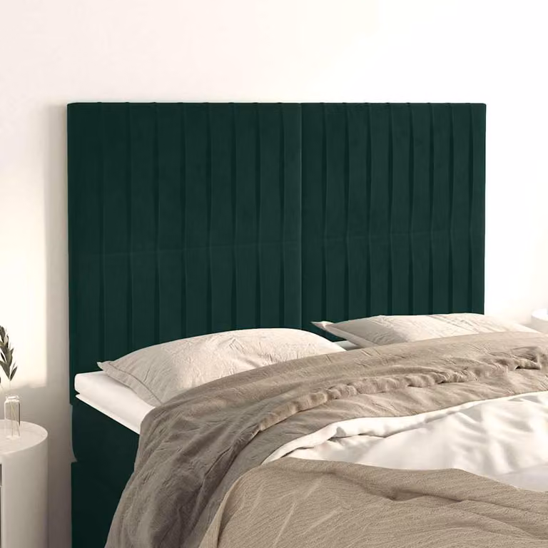 Testiera per letto vidaXL in velluto verde scuro con pannello imbottito L: 144 cm, P: 5 cm, H: 118-128 cm