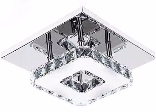 Lampada a soffitto a LED, 21 cm, 12 W, 6000 K, luce bianca fredda, quadrata, in acciaio inossidabile
