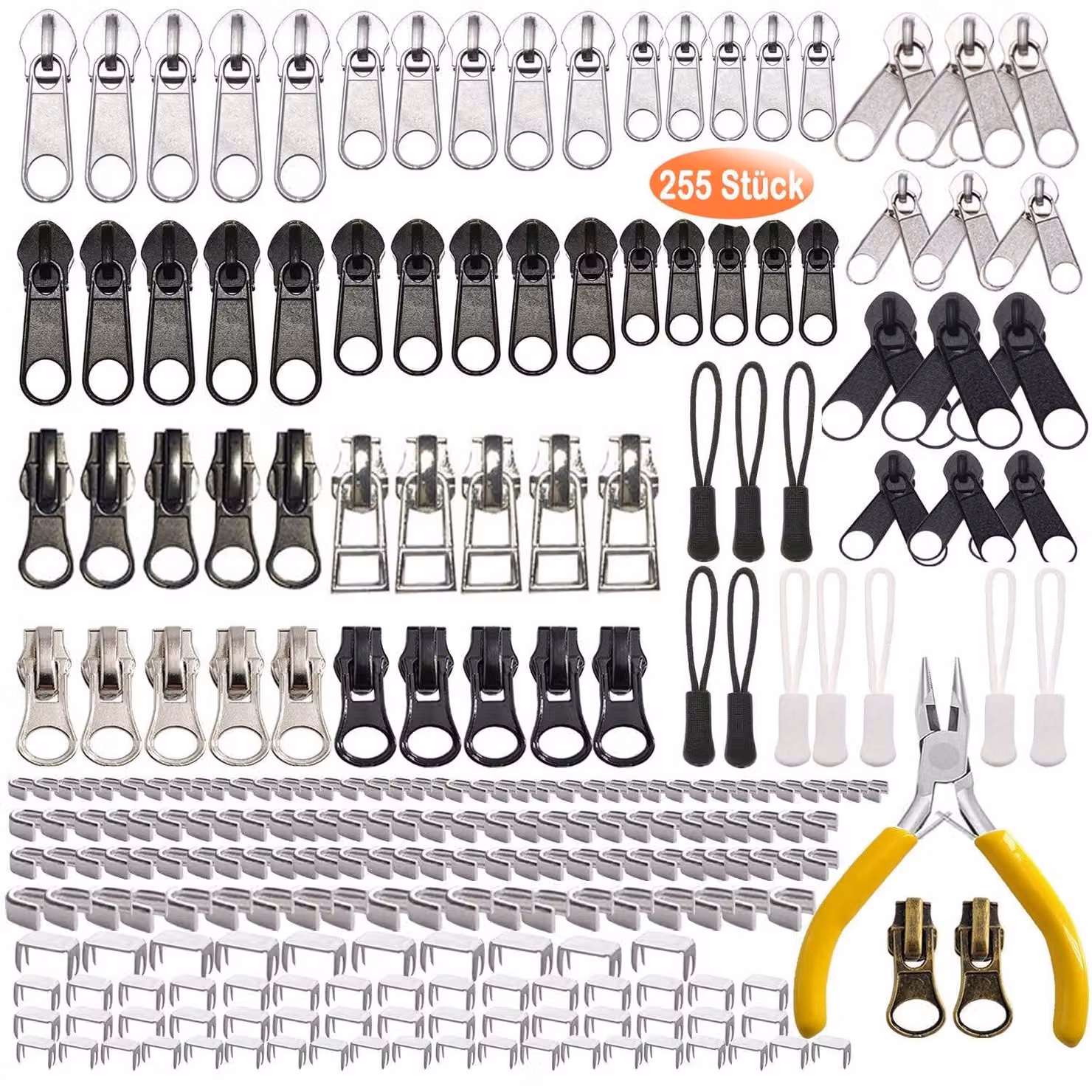 Kit di riparazione completo da 255 pezzi, con cerniera e utensili